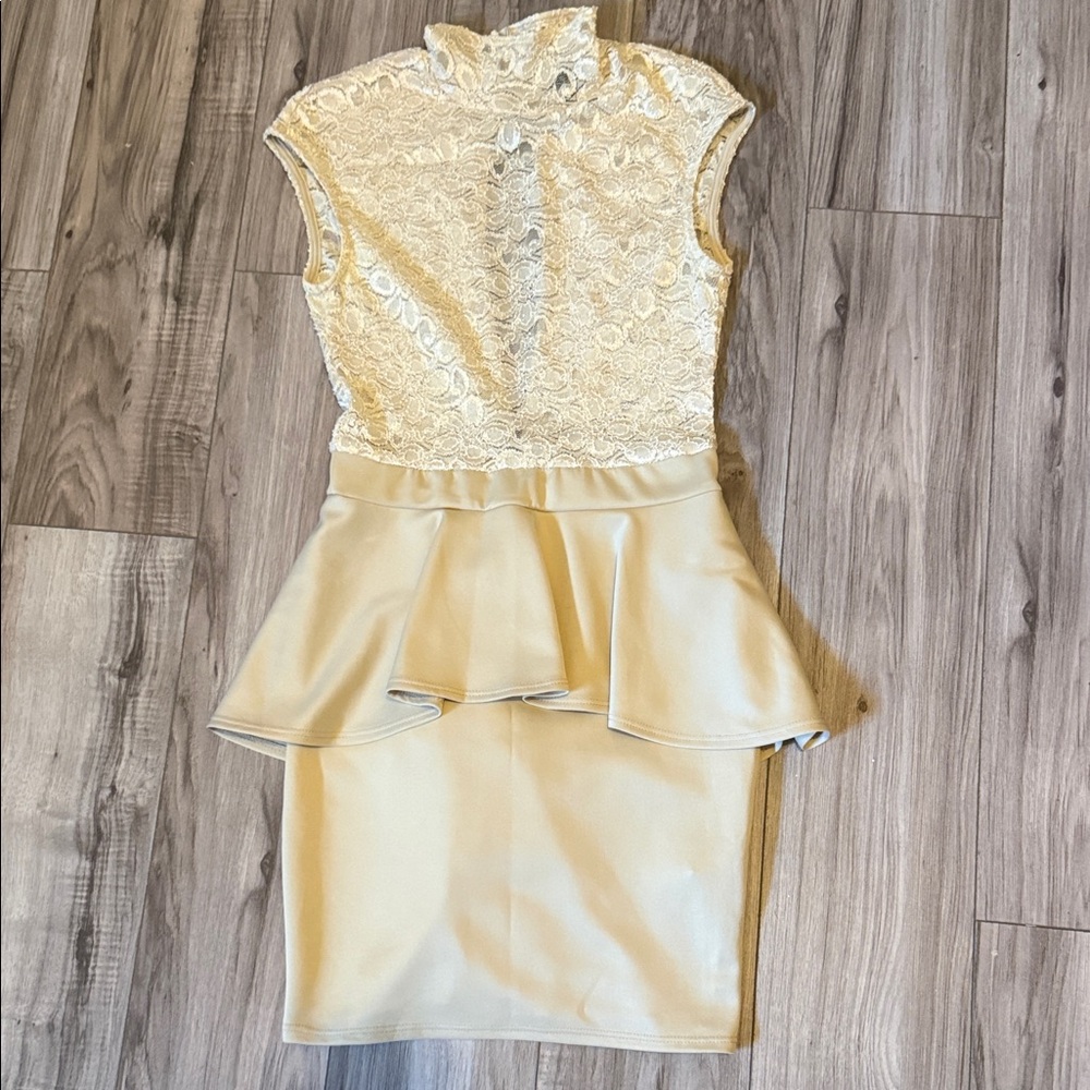 Windsor Cream Lace Peplum Dress